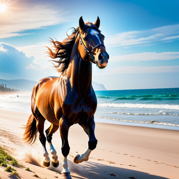 Photo of a angry of a horse on the beach