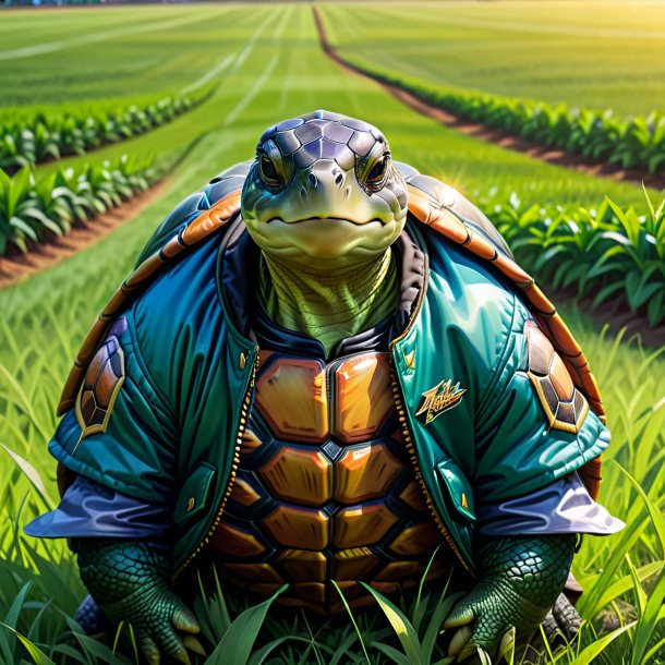 Drawing of a turtle in a jacket on the field