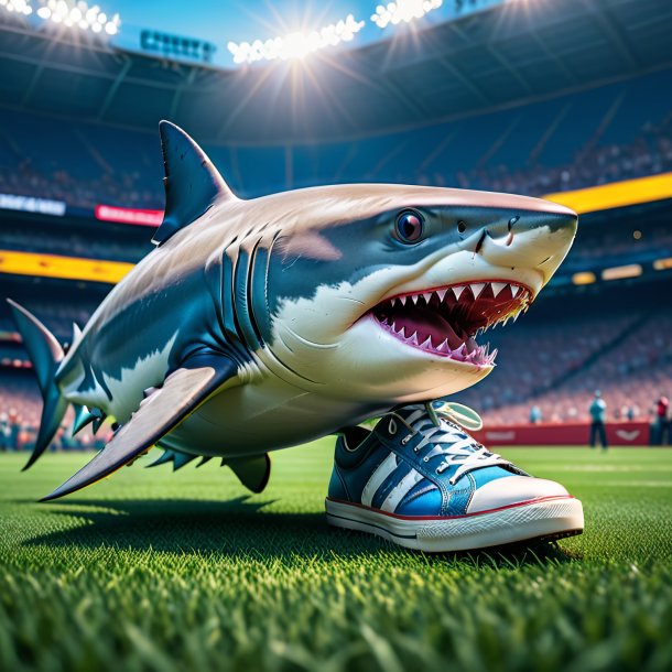 Image of a shark in a shoes on the field