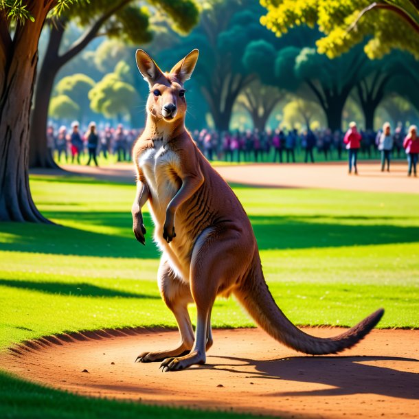 Photo of a dancing of a kangaroo in the park