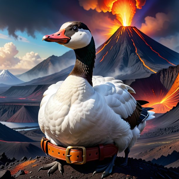 Drawing of a goose in a belt in the volcano