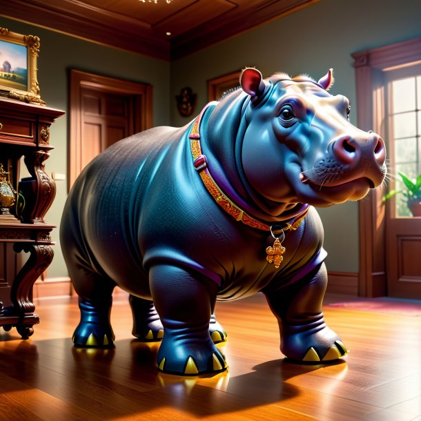 Pic of a hippopotamus in a shoes in the house