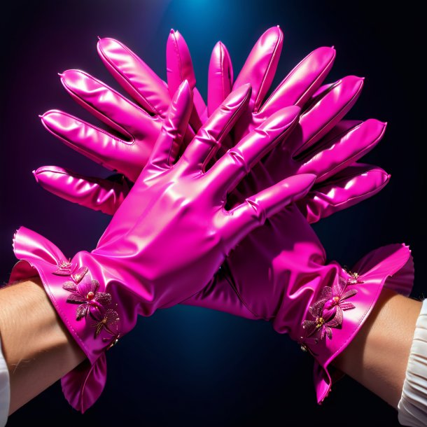 Picture of a fuchsia gloves from polyethylene