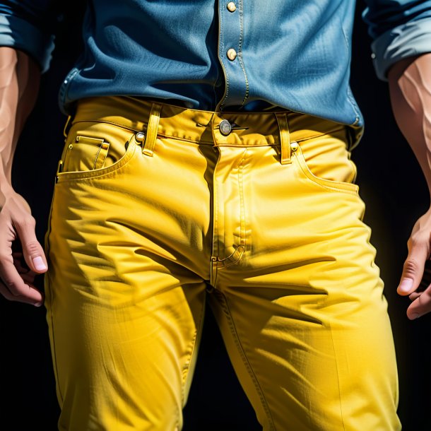 Foto de um jeans amarelo de metal