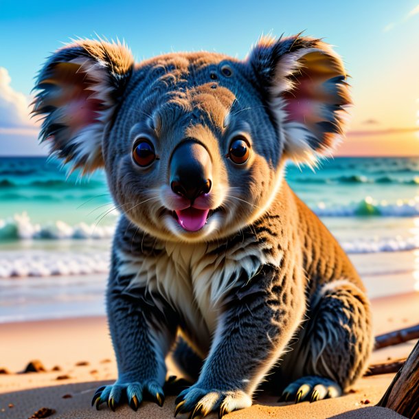 Photo of a crying of a koala on the beach