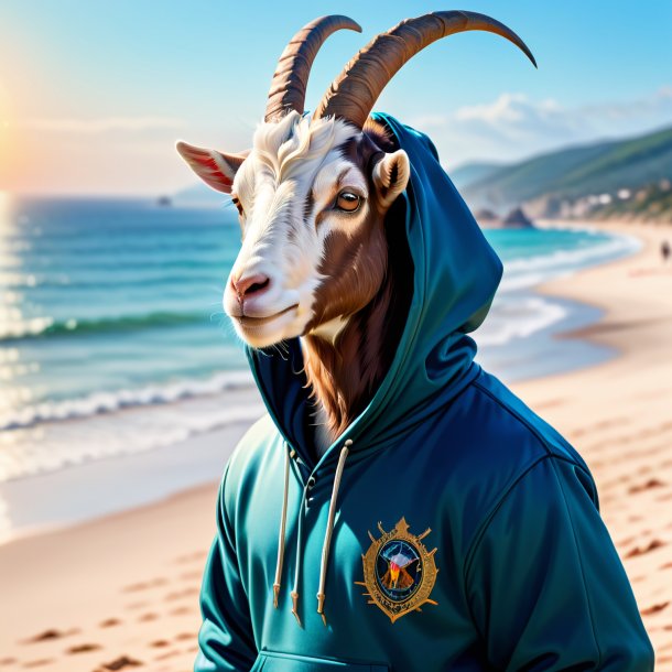 Drawing of a goat in a hoodie on the beach