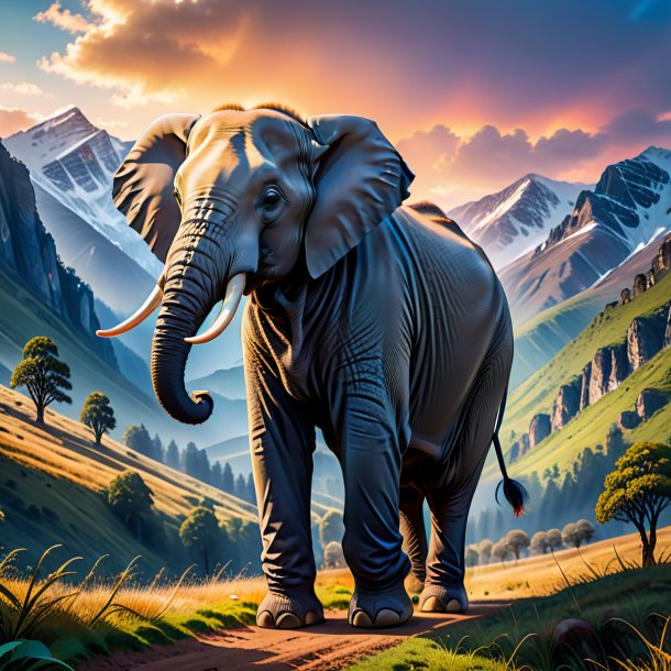 Pic of a elephant in a trousers in the mountains