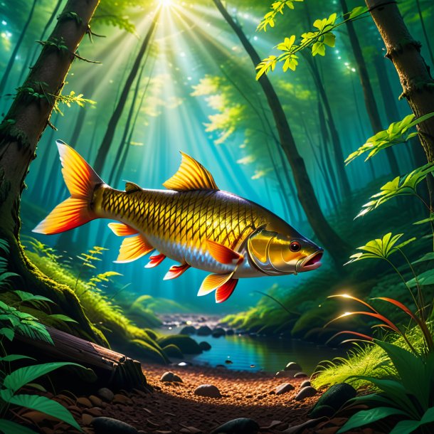 Image of a carp in a belt in the forest