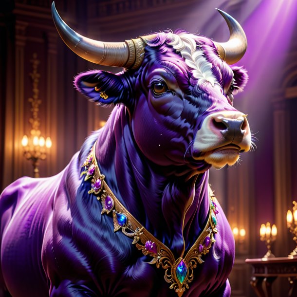 Image of a bull in a purple dress