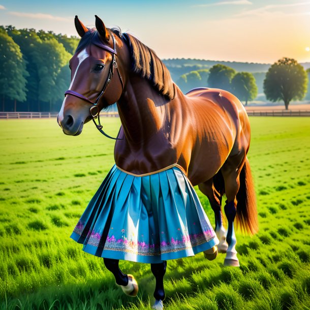 Image of a horse in a skirt on the field