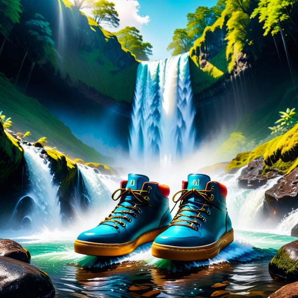 Picture of a mol in a shoes in the waterfall