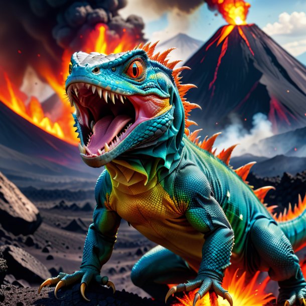 Picture of a angry of a lizard in the volcano