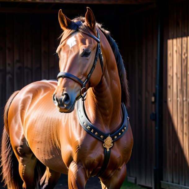 Imagem de um cavalo em um casaco marrom