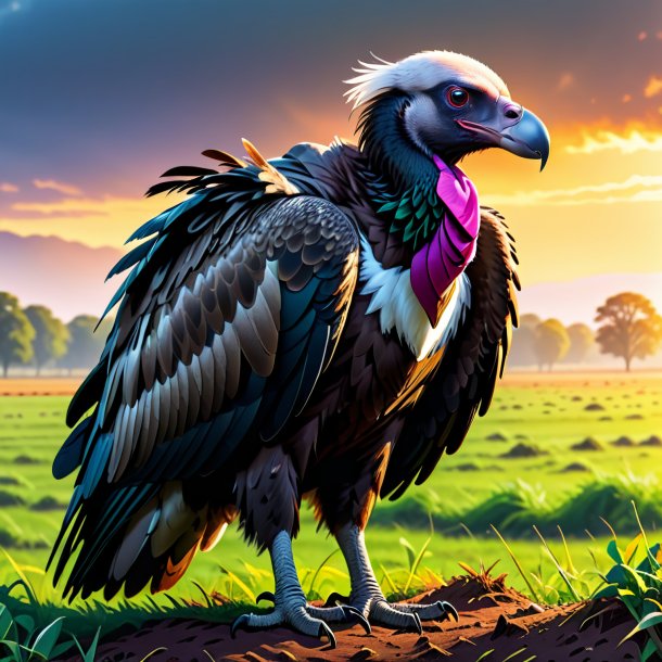 Illustration of a vulture in a coat on the field