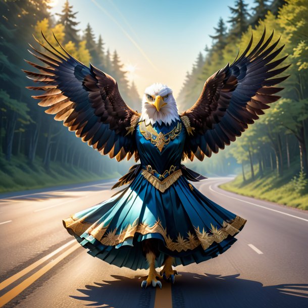 Illustration of a eagle in a dress on the road