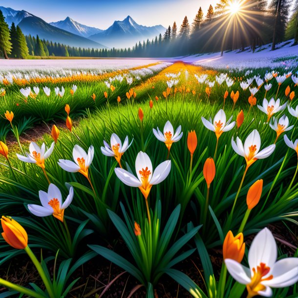Depicting of a white meadow saffron