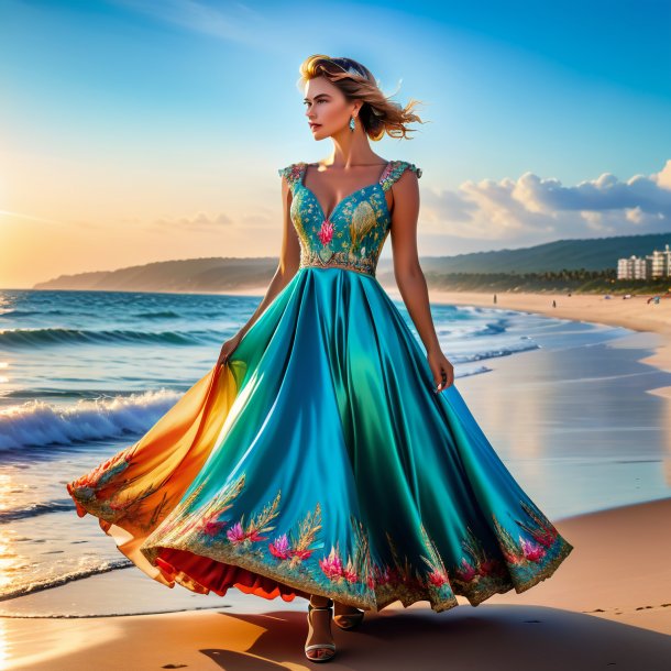 Imagem de um mol em um vestido na praia