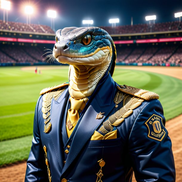 Image of a king cobra in a jacket on the field