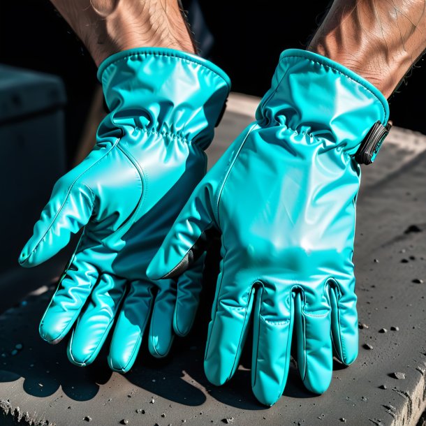 Photo d'un gants cyan du béton