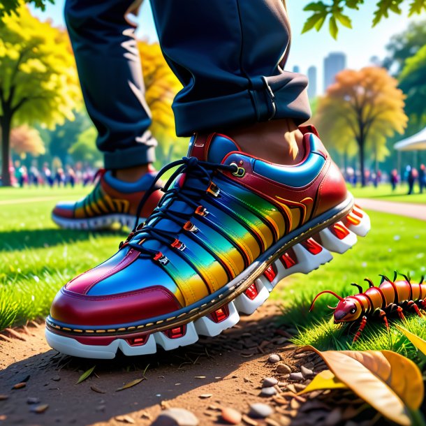 Picture of a centipede in a shoes in the park