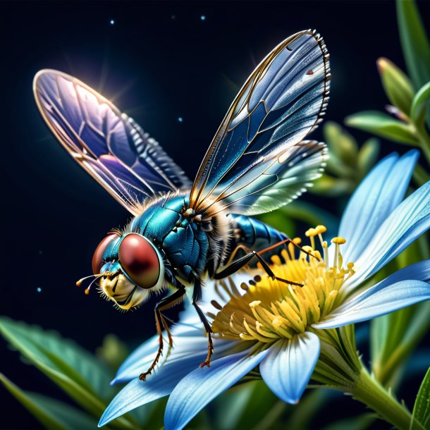 "illustration of a navy blue catch-fly, night-flowering"