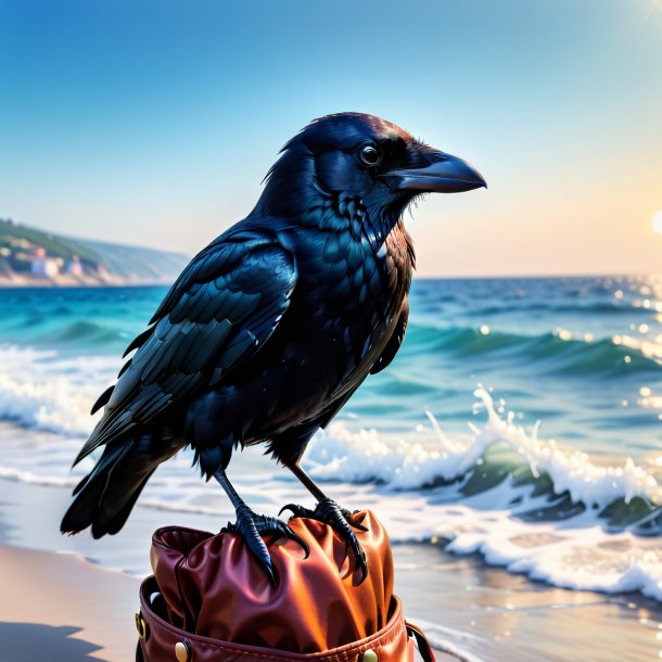 Picture of a crow in a gloves in the sea