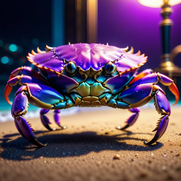 Pic of a crab in a purple shoes