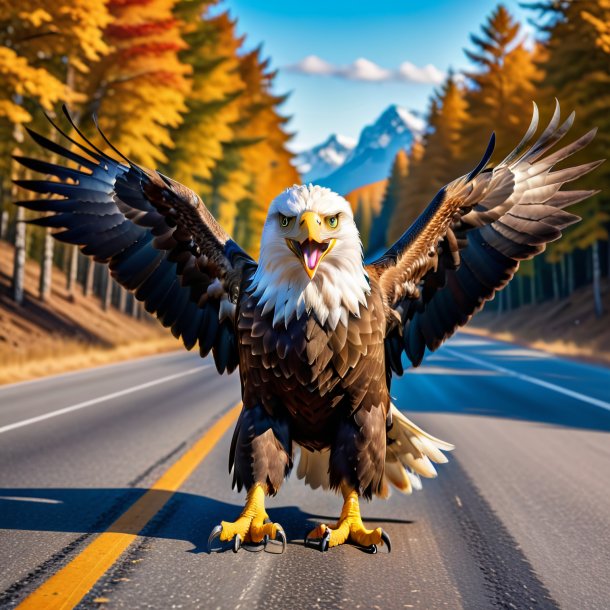 Foto de una sonrisa de un águila en el camino