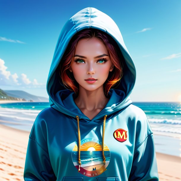 Ilustración de un mol en una sudadera con capucha en la playa