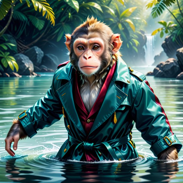 Drawing of a monkey in a coat in the water