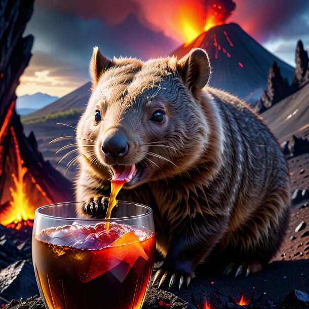 Image of a drinking of a wombat in the volcano