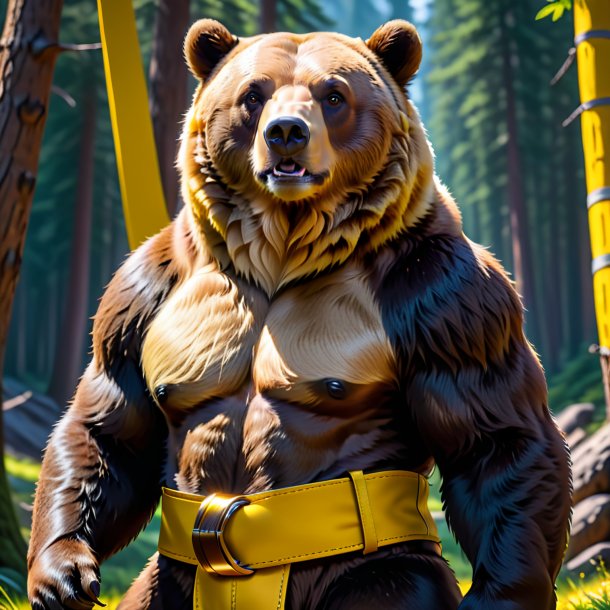 Pic d'un ours dans une ceinture jaune