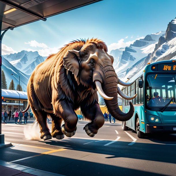 Pic of a jumping of a mammoth on the bus stop