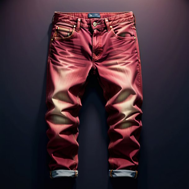 Illustration of a maroon jeans from clay