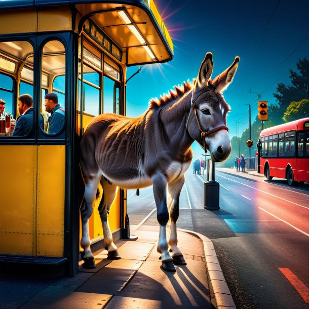 Imagem de um beber de um burro na parada de ônibus