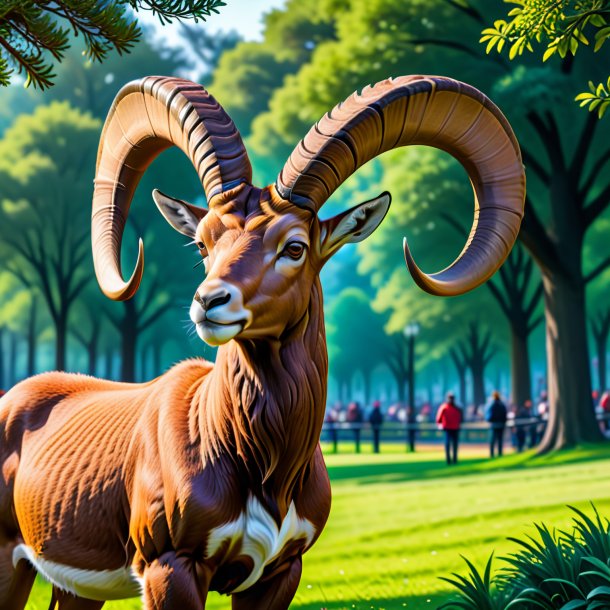 Drawing of a ibex in a belt in the park