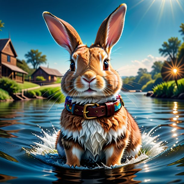 Image of a rabbit in a belt in the water