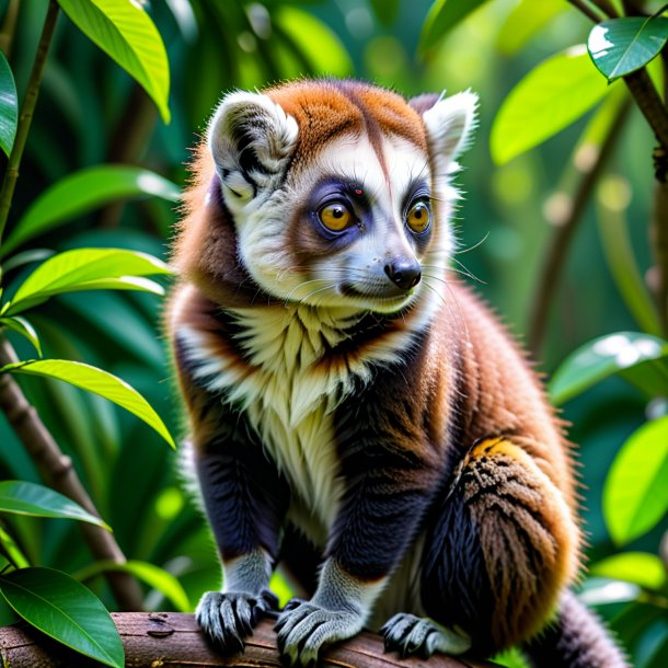 Foto de un lémur de lima esperando