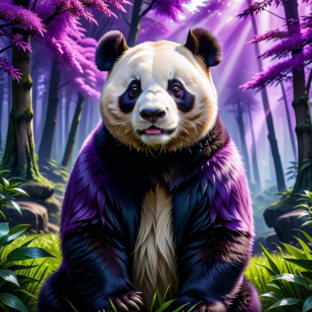 Image d'un panda géant dans un manteau violet