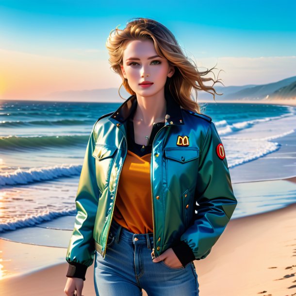 Pic of a mol in a jacket on the beach