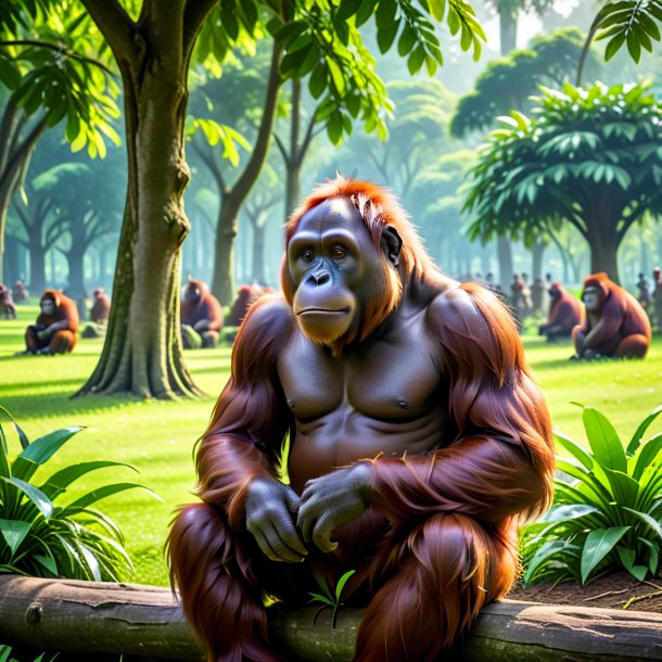 Picture of a waiting of a orangutan in the park