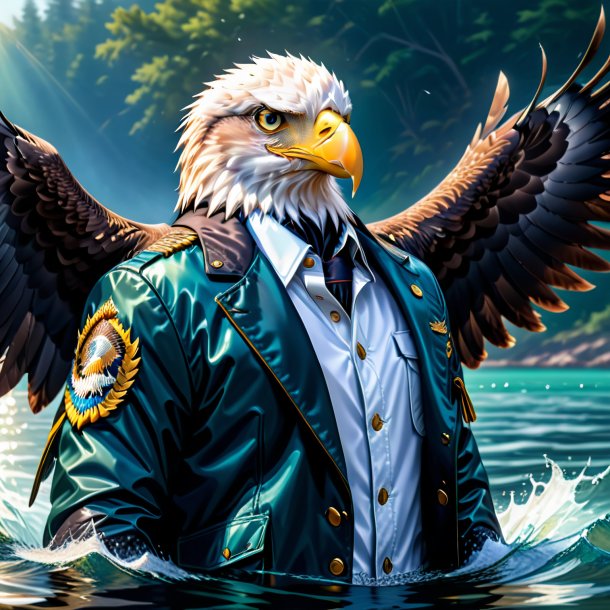 Drawing of a eagle in a jacket in the water