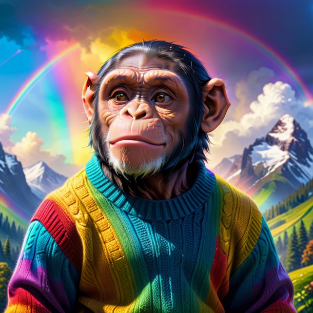 Pic of a chimpanzee in a sweater on the rainbow