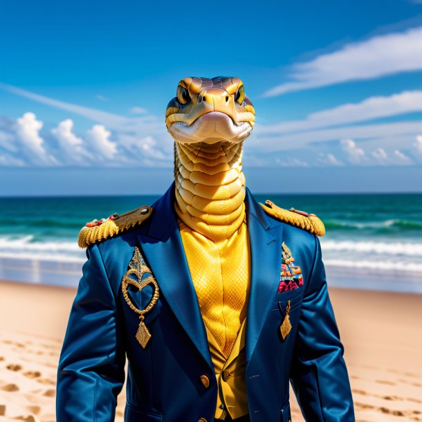 Imagen de una cobra rey en una chaqueta en la playa