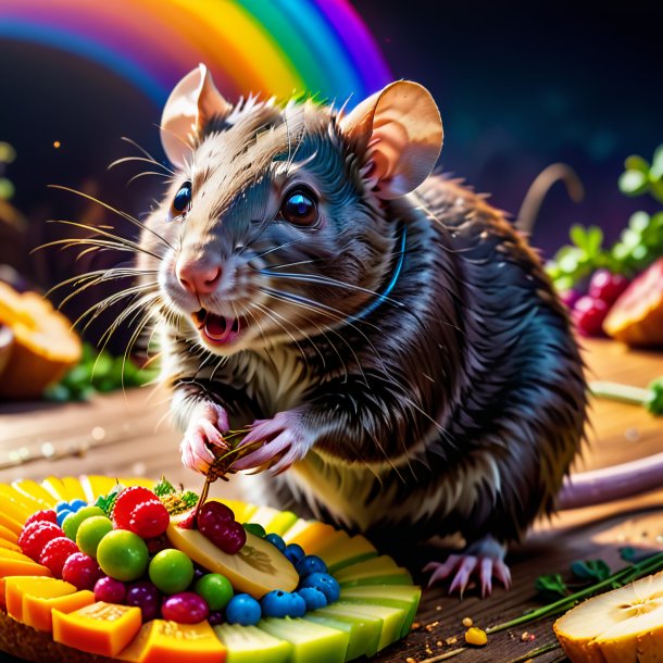 Photo d'un repas d'un rat sur l'arc-en-ciel