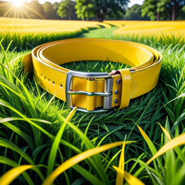 Portrait of a yellow belt from grass
