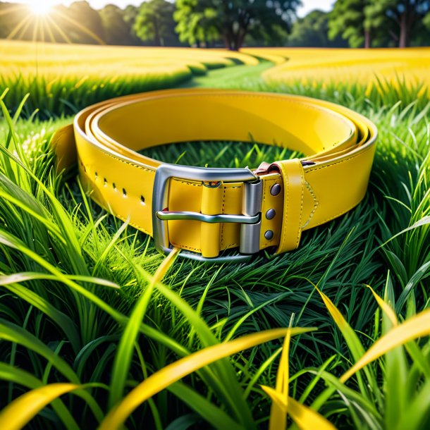 Portrait d'une ceinture jaune de l'herbe