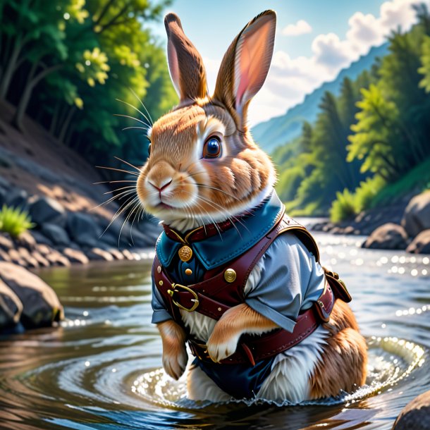 Pic d'un lapin dans une ceinture dans la rivière