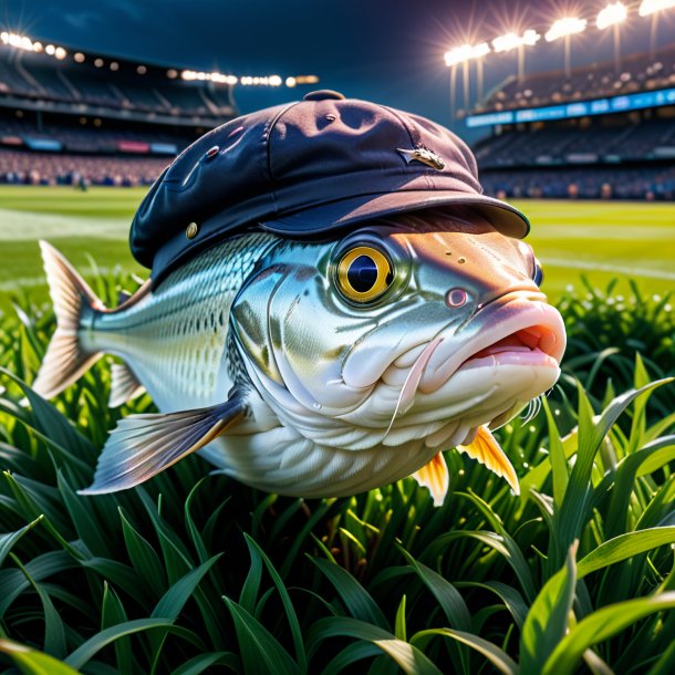 Pic of a haddock in a cap on the field