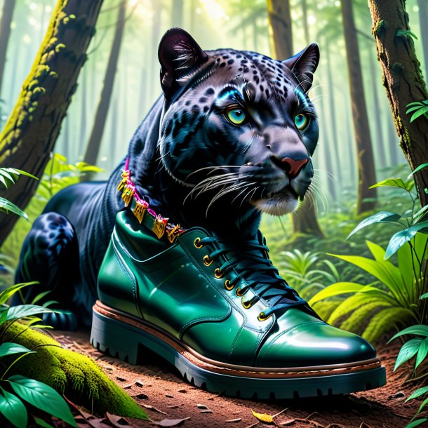 Pic of a panther in a shoes in the forest